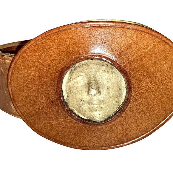 Mixed Media Ceramic Profile Leather Belt Buckle main image 2